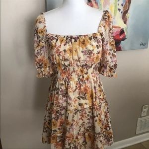 New NWT Francesca’s Lexa Jun Ivy Cinched Waist Mini Dress Flirty Floral